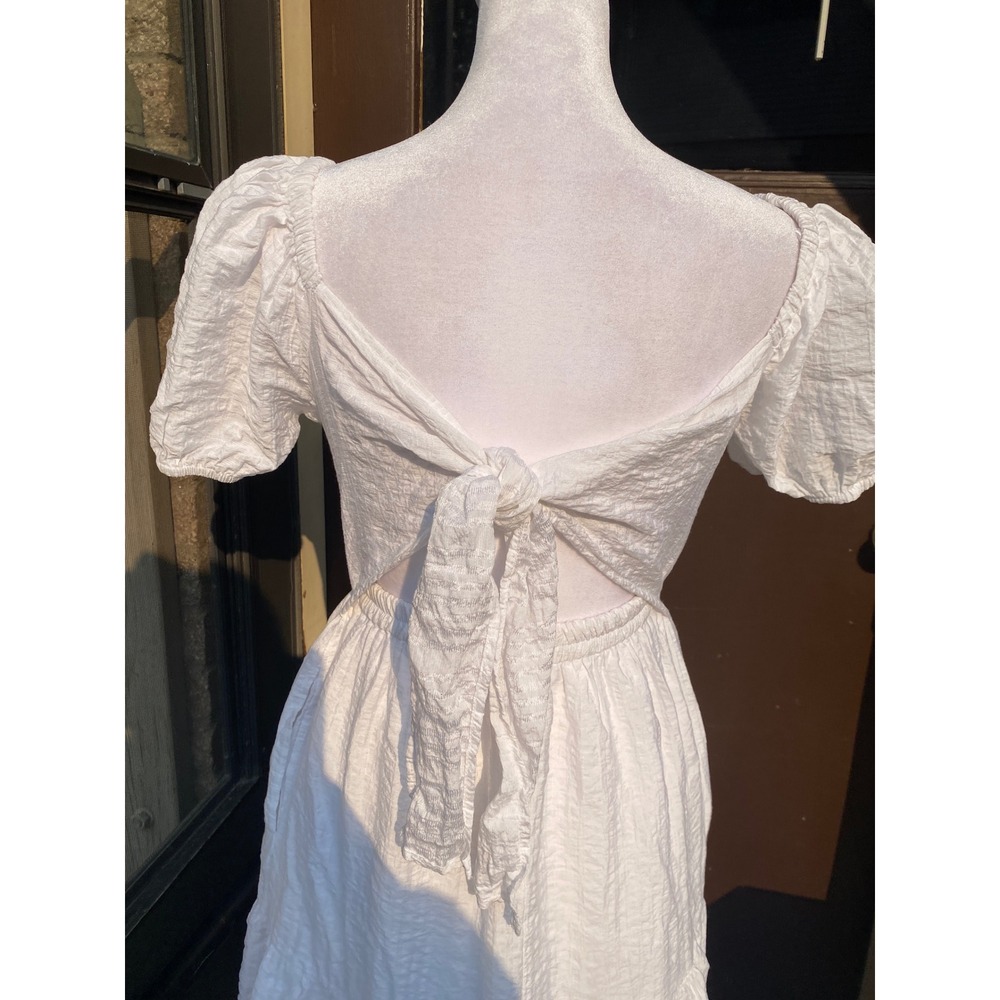 Milkmaid Midi Dress Puff Sleeve XS White Cottagecore Bridal Lolita Romantic Boho - Picture 6 of 6